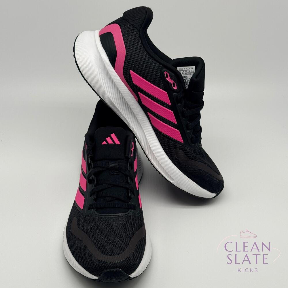 adidas Runfalcon 5 Running Shoes Core Black Pink Fusion JR3093 Womens 7 New